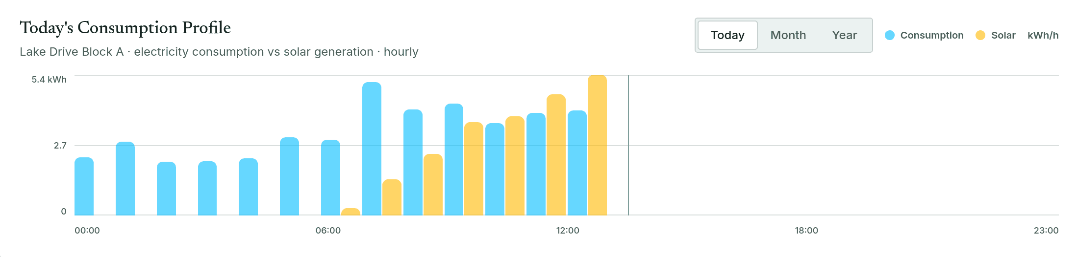 The Powerscope monitoring dashboard with live generation and consumption charts